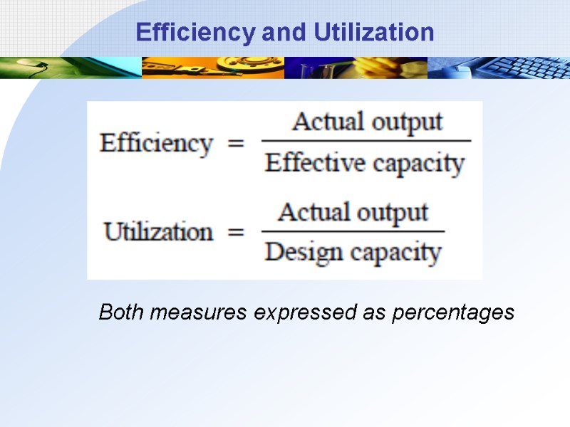 Efficiency and Utilization Both measures expressed as percentages